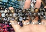 CAA3050 15 inches 10mm faceted round fire crackle agate beads wholesale