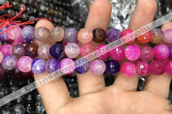 CAA3051 15 inches 10mm faceted round fire crackle agate beads wholesale