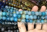 CAA3052 15 inches 10mm faceted round fire crackle agate beads wholesale