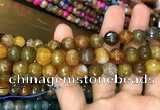 CAA3053 15 inches 10mm faceted round fire crackle agate beads wholesale