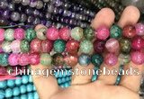 CAA3055 15 inches 10mm faceted round fire crackle agate beads wholesale