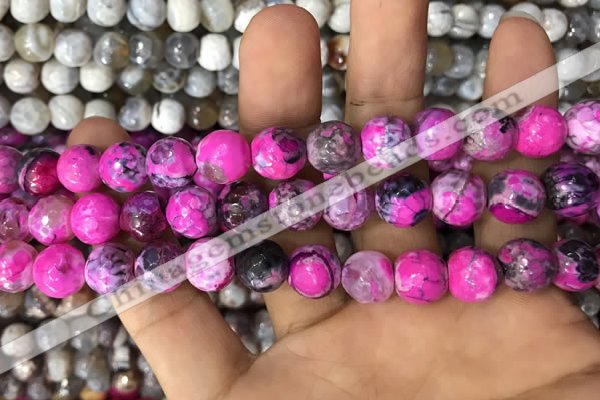 CAA3060 15 inches 10mm faceted round fire crackle agate beads wholesale