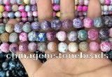 CAA3065 15 inches 10mm faceted round fire crackle agate beads wholesale