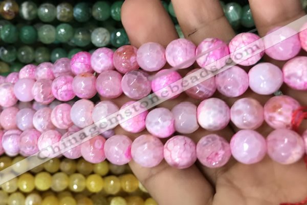 CAA3068 15 inches 10mm faceted round fire crackle agate beads wholesale