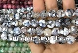 CAA3071 15 inches 10mm faceted round fire crackle agate beads wholesale