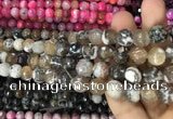 CAA3083 15 inches 10mm faceted round fire crackle agate beads wholesale