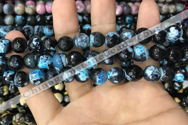 CAA3088 15 inches 10mm faceted round fire crackle agate beads wholesale