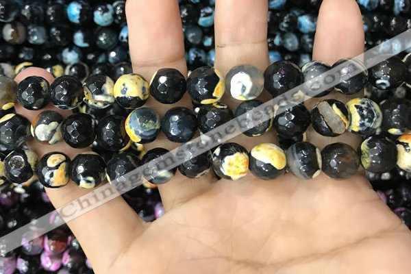 CAA3089 15 inches 10mm faceted round fire crackle agate beads wholesale