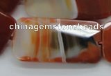 CAA309 15.5 inches 25*50mm faceted rectangle red line agate beads