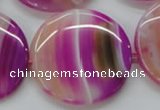 CAA311 15.5 inches 34mm flat round fuchsia line agate beads