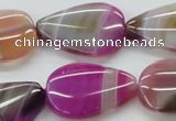 CAA312 15.5 inches 22*30mm flat teardrop fuchsia line agate beads