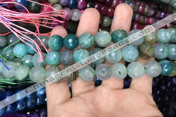 CAA3132 15 inches 12mm faceted round fire crackle agate beads wholesale