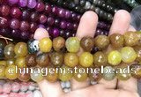 CAA3138 15 inches 12mm faceted round fire crackle agate beads wholesale