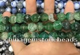 CAA3146 15 inches 12mm faceted round fire crackle agate beads wholesale