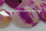 CAA315 15.5 inches 20*26mm faceted oval fuchsia line agate beads