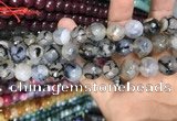 CAA3151 15 inches 12mm faceted round fire crackle agate beads wholesale