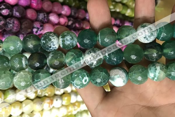 CAA3184 15 inches 14mm faceted round fire crackle agate beads wholesale