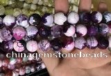 CAA3186 15 inches 14mm faceted round fire crackle agate beads wholesale