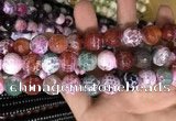 CAA3187 15 inches 14mm faceted round fire crackle agate beads wholesale