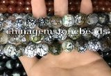 CAA3188 15 inches 14mm faceted round fire crackle agate beads wholesale