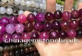 CAA3192 15 inches 14mm faceted round fire crackle agate beads wholesale