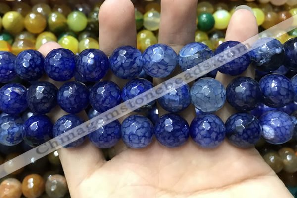 CAA3195 15 inches 14mm faceted round fire crackle agate beads wholesale