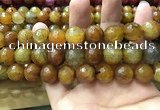 CAA3196 15 inches 14mm faceted round fire crackle agate beads wholesale