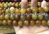 CAA3196 15 inches 14mm faceted round fire crackle agate beads wholesale