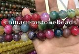 CAA3198 15 inches 14mm faceted round fire crackle agate beads wholesale