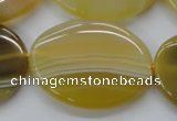 CAA321 15.5 inches 30*40mm oval yellow line agate beads