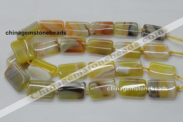 CAA322 15.5 inches 22*32mm rectangle yellow line agate beads