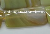 CAA323 15.5 inches 24*50mm rectangle yellow line agate beads