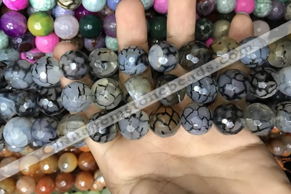 CAA3230 15 inches 16mm faceted round fire crackle agate beads wholesale