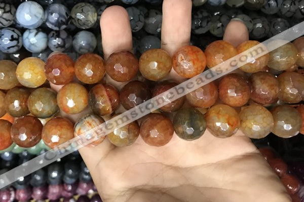 CAA3238 15 inches 16mm faceted round fire crackle agate beads wholesale