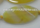 CAA325 15.5 inches 25*50mm faceted marquise yellow line agate beads