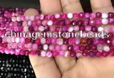 CAA3251 15 inches 4mm faceted round line agate beads wholesale