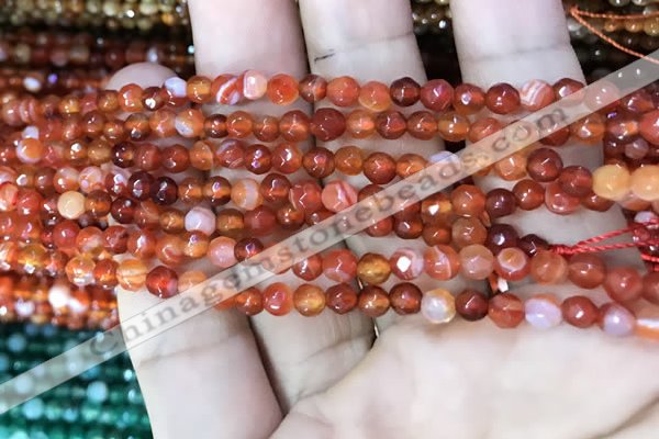 CAA3252 15 inches 4mm faceted round line agate beads wholesale