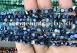 CAA3254 15 inches 4mm faceted round line agate beads wholesale