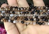 CAA3256 15 inches 4mm faceted round line agate beads wholesale