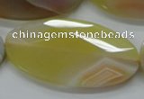 CAA326 15.5 inches 30*60mm faceted oval yellow line agate beads