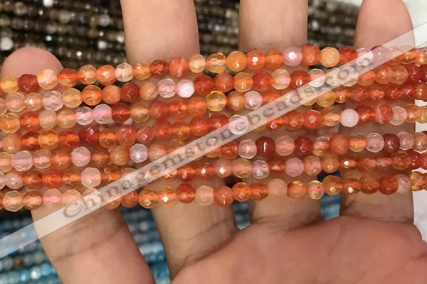 CAA3264 15 inches 4mm faceted round agate beads wholesale