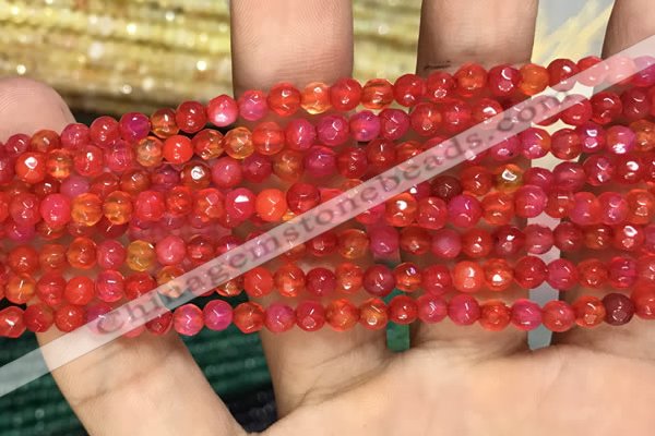 CAA3266 15 inches 4mm faceted round agate beads wholesale