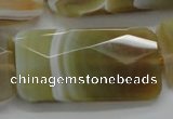 CAA327 15.5 inches 25*50mm faceted rectangle yellow line agate beads