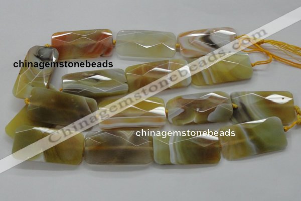 CAA327 15.5 inches 25*50mm faceted rectangle yellow line agate beads