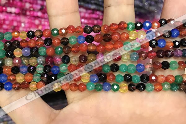 CAA3272 15 inches 4mm faceted round agate beads wholesale