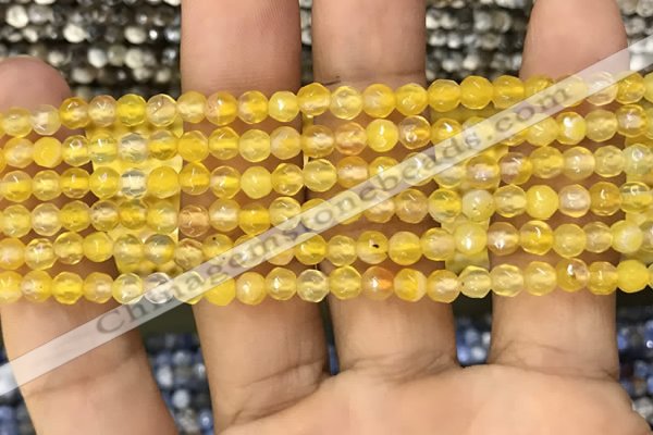 CAA3276 15 inches 4mm faceted round agate beads wholesale