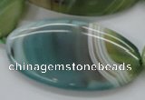 CAA330 15.5 inches 30*40mm oval green line agate beads