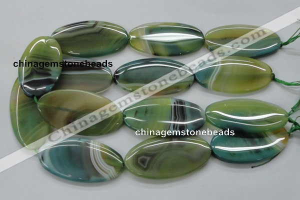 CAA330 15.5 inches 30*40mm oval green line agate beads