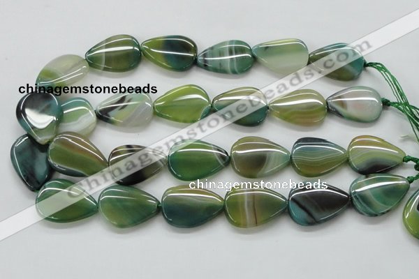 CAA331 15.5 inches 22*28mm flat teardrop green line agate beads