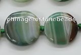 CAA332 15.5 inches 24mm flat round green line agate beads